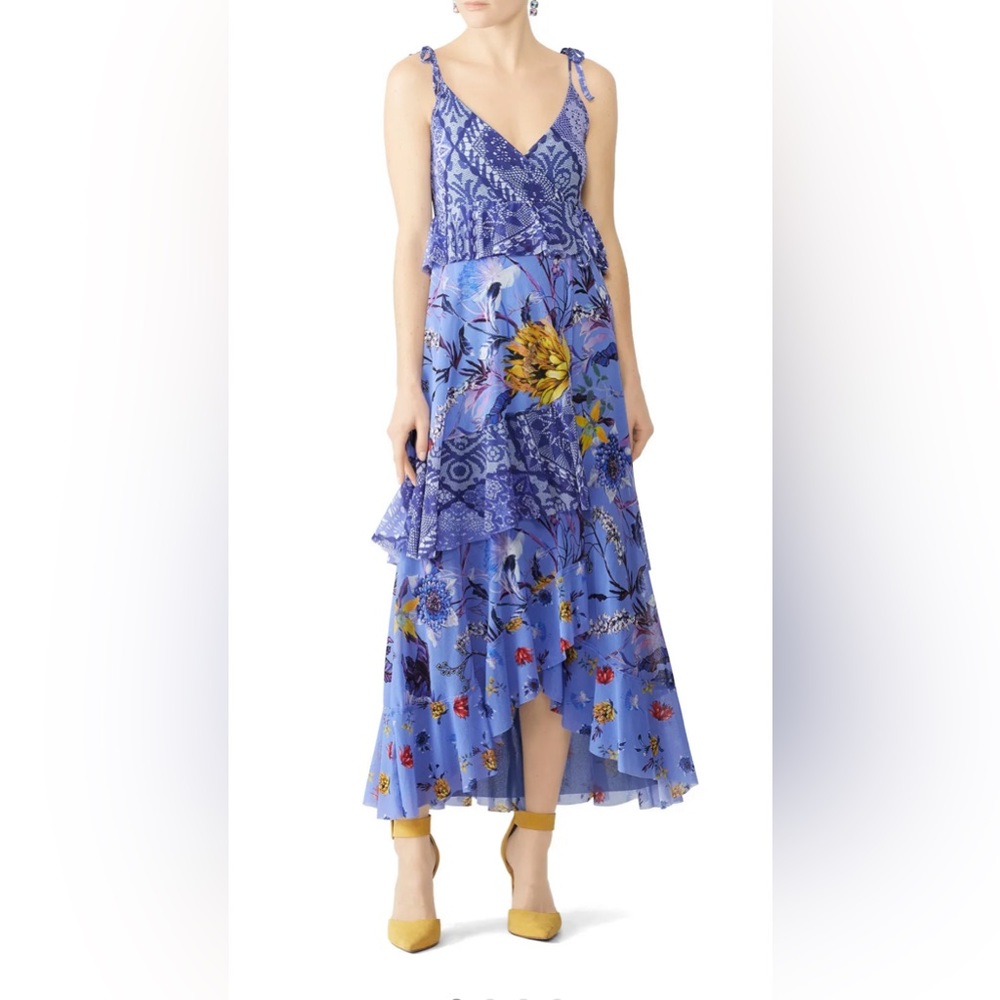 Fuzzi Lavender Patchwork Wrap Dress